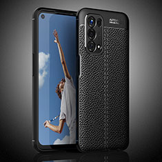 Soft Silicone Gel Leather Snap On Case Cover S02 for Oppo A74 5G Black