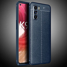 Soft Silicone Gel Leather Snap On Case Cover S02 for Oppo K9 Pro 5G Blue