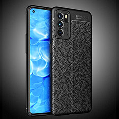 Soft Silicone Gel Leather Snap On Case Cover S02 for Oppo Reno6 5G Black