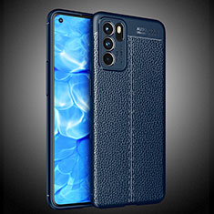 Soft Silicone Gel Leather Snap On Case Cover S02 for Oppo Reno6 5G Blue