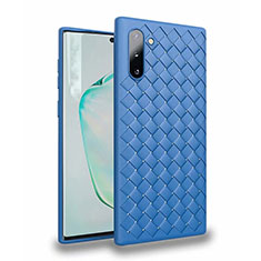 Soft Silicone Gel Leather Snap On Case Cover S02 for Samsung Galaxy Note 10 Blue