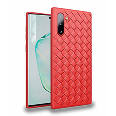 Soft Silicone Gel Leather Snap On Case Cover S02 for Samsung Galaxy Note 10 Red