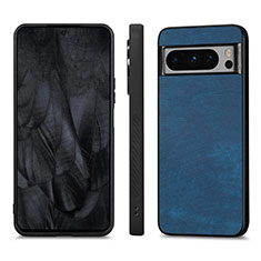 Soft Silicone Gel Leather Snap On Case Cover S02D for Google Pixel 8 Pro 5G Blue