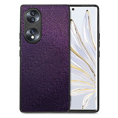 Soft Silicone Gel Leather Snap On Case Cover S02D for Huawei Honor 70 5G Purple