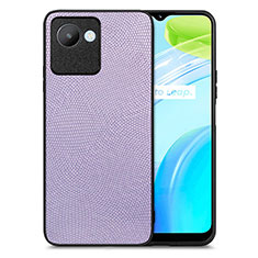 Soft Silicone Gel Leather Snap On Case Cover S02D for Realme C30 Clove Purple