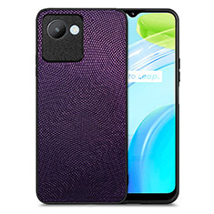 Soft Silicone Gel Leather Snap On Case Cover S02D for Realme Narzo 50i Prime Purple