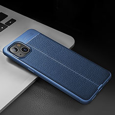 Soft Silicone Gel Leather Snap On Case Cover S03 for Apple iPhone 15 Plus Blue