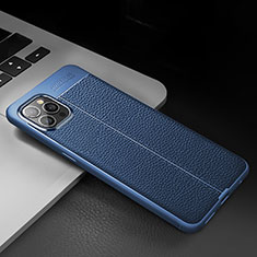 Soft Silicone Gel Leather Snap On Case Cover S03 for Apple iPhone 15 Pro Blue