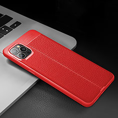 Soft Silicone Gel Leather Snap On Case Cover S03 for Apple iPhone 15 Pro Red