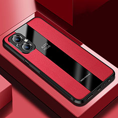 Soft Silicone Gel Leather Snap On Case Cover S03 for Oppo A96 5G Red