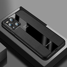 Soft Silicone Gel Leather Snap On Case Cover S03 for Oppo Find X3 Pro 5G Black