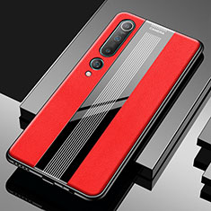 Soft Silicone Gel Leather Snap On Case Cover S03 for Xiaomi Mi 10 Red