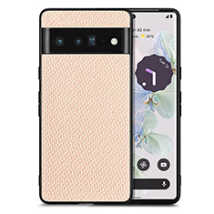 Soft Silicone Gel Leather Snap On Case Cover S03D for Google Pixel 6 Pro 5G Gold