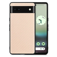 Soft Silicone Gel Leather Snap On Case Cover S03D for Google Pixel 6a 5G Gold