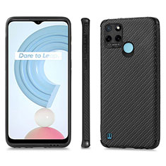 Soft Silicone Gel Leather Snap On Case Cover S03D for Realme C21Y Black