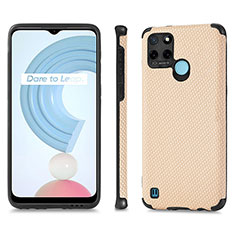 Soft Silicone Gel Leather Snap On Case Cover S03D for Realme C21Y Gold