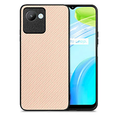 Soft Silicone Gel Leather Snap On Case Cover S03D for Realme C30 Gold