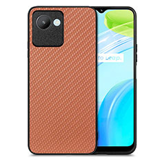 Soft Silicone Gel Leather Snap On Case Cover S03D for Realme Narzo 50i Prime Brown