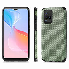 Soft Silicone Gel Leather Snap On Case Cover S03D for Vivo Y21 Green