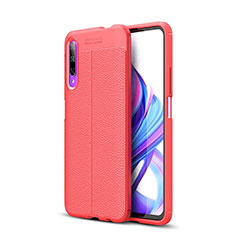 Soft Silicone Gel Leather Snap On Case Cover S04 for Huawei Honor 9X Pro Red