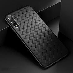 Soft Silicone Gel Leather Snap On Case Cover S04 for Huawei P Smart Z (2019) Black