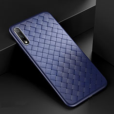 Soft Silicone Gel Leather Snap On Case Cover S04 for Huawei P Smart Z (2019) Blue