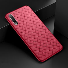 Soft Silicone Gel Leather Snap On Case Cover S04 for Huawei P Smart Z (2019) Red