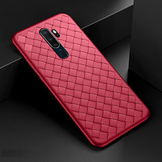 Soft Silicone Gel Leather Snap On Case Cover S04 for Oppo A11 Red