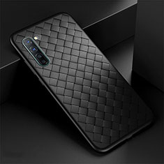 Soft Silicone Gel Leather Snap On Case Cover S04 for Oppo F15 Black