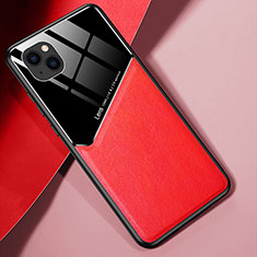 Soft Silicone Gel Leather Snap On Case Cover S05 for Apple iPhone 15 Plus Red