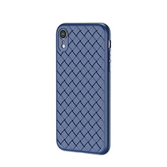 Soft Silicone Gel Leather Snap On Case Cover S05 for Apple iPhone XR Blue