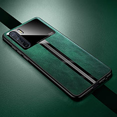 Soft Silicone Gel Leather Snap On Case Cover S05 for Oppo A91 Green