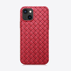 Soft Silicone Gel Leather Snap On Case Cover S06 for Apple iPhone 14 Red