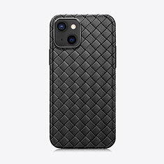 Soft Silicone Gel Leather Snap On Case Cover S06 for Apple iPhone 15 Black