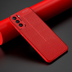 Soft Silicone Gel Leather Snap On Case Cover S06 for Samsung Galaxy S22 Plus 5G Red