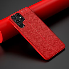 Soft Silicone Gel Leather Snap On Case Cover S06 for Samsung Galaxy S24 Ultra 5G Red