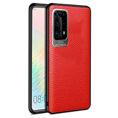 Soft Silicone Gel Leather Snap On Case Cover S08 for Huawei P40 Pro+ Plus Red