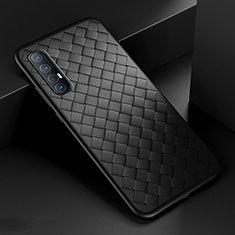 Soft Silicone Gel Leather Snap On Case Cover S08 for Oppo Reno3 Pro Black