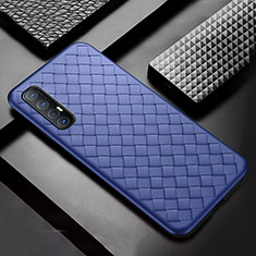 Soft Silicone Gel Leather Snap On Case Cover S08 for Oppo Reno3 Pro Blue