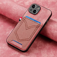 Soft Silicone Gel Leather Snap On Case Cover SD1 for Apple iPhone 13 Pink