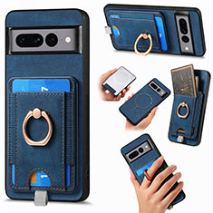 Soft Silicone Gel Leather Snap On Case Cover SD1 for Google Pixel 7 Pro 5G Blue