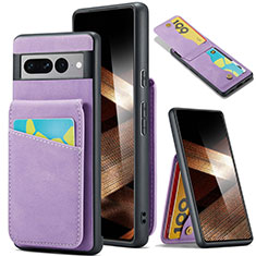 Soft Silicone Gel Leather Snap On Case Cover SD1 for Google Pixel 7 Pro 5G Clove Purple