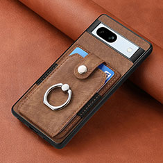 Soft Silicone Gel Leather Snap On Case Cover SD1 for Google Pixel 7a 5G Brown