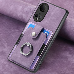 Soft Silicone Gel Leather Snap On Case Cover SD1 for Huawei Honor X7 Clove Purple