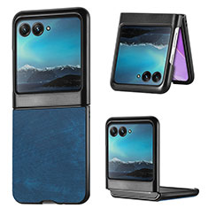 Soft Silicone Gel Leather Snap On Case Cover SD1 for Motorola Moto Razr 40 Ultra 5G Blue