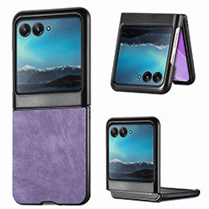 Soft Silicone Gel Leather Snap On Case Cover SD1 for Motorola Moto Razr 40 Ultra 5G Clove Purple