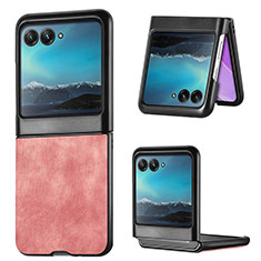 Soft Silicone Gel Leather Snap On Case Cover SD1 for Motorola Moto Razr 40 Ultra 5G Pink