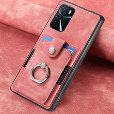 Soft Silicone Gel Leather Snap On Case Cover SD1 for Oppo A16 Pink