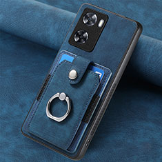 Soft Silicone Gel Leather Snap On Case Cover SD1 for Oppo A57 4G Blue