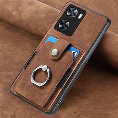 Soft Silicone Gel Leather Snap On Case Cover SD1 for Oppo A57 4G Brown